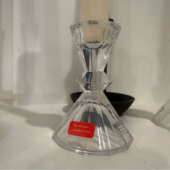 Vintage Towle Pair Of‎ Fine Lead Crystal Taper Candle Holders Elegant Design - Picture 3 of 6